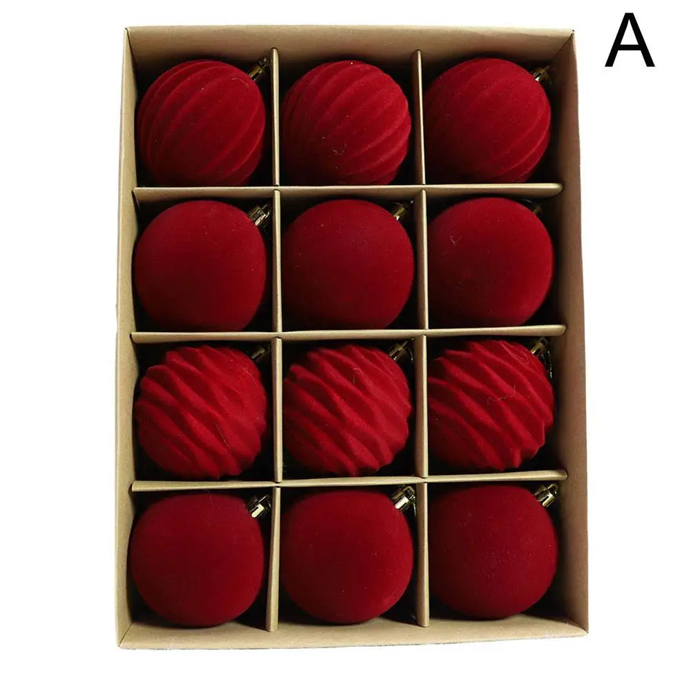 Choice Christbaumkugeln Flocked - 12 Stück, Durchmesser 6 cm