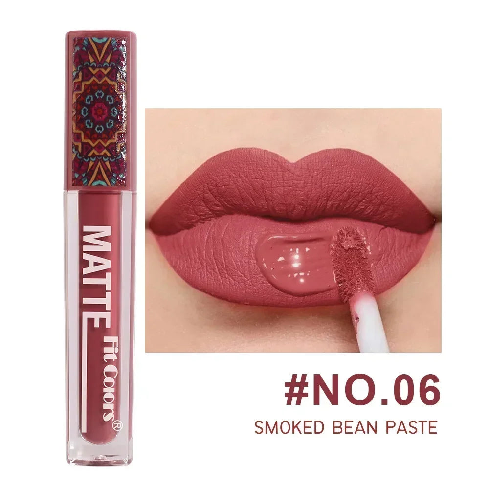 Waterproof Matte Nude Lip Gloss Brown Nude Pigment Dark Red Long Lasting Velvet Liquid Lipstick Women Makeup Lip Glaze 1pcs