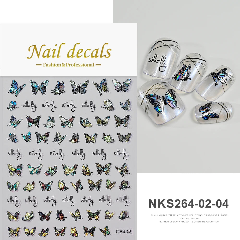 MAFANAILS NLS 3D Holografisch Schmetterling - 1St Schwarz