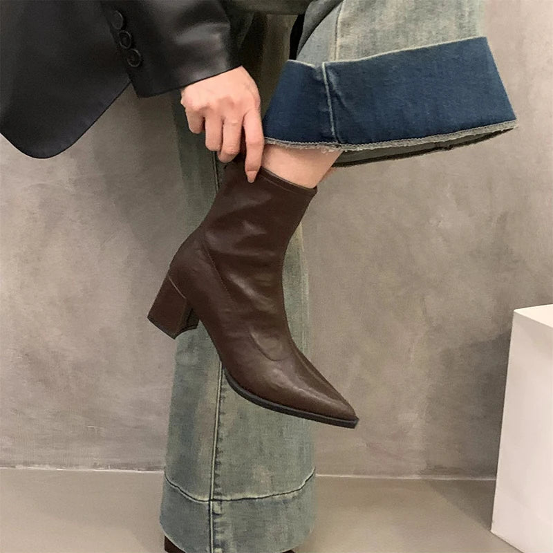 Ghete Chelsea UETEEY, de designer, vintage - Înălțimea tocului 5-8 cm, EU 36-41