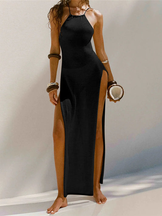 Elegant 12 Farben High Slit Häkel Gestrickt Maxi Kleid - Lang Strand Cover Up Urlaub Party Kleider Strandmode