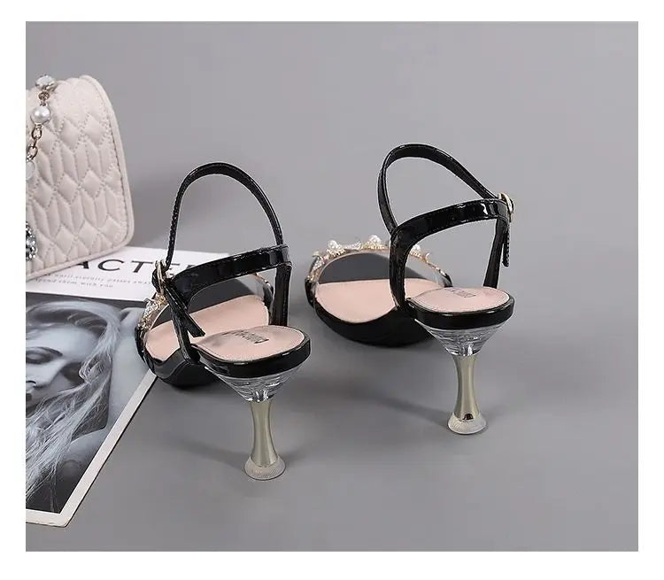 Elegant Sandals Ladies 2023 Shoes for Women Sandals Summer 2023 Fashion Crystal Transparent Thin High Heels Sandals Female 35-40