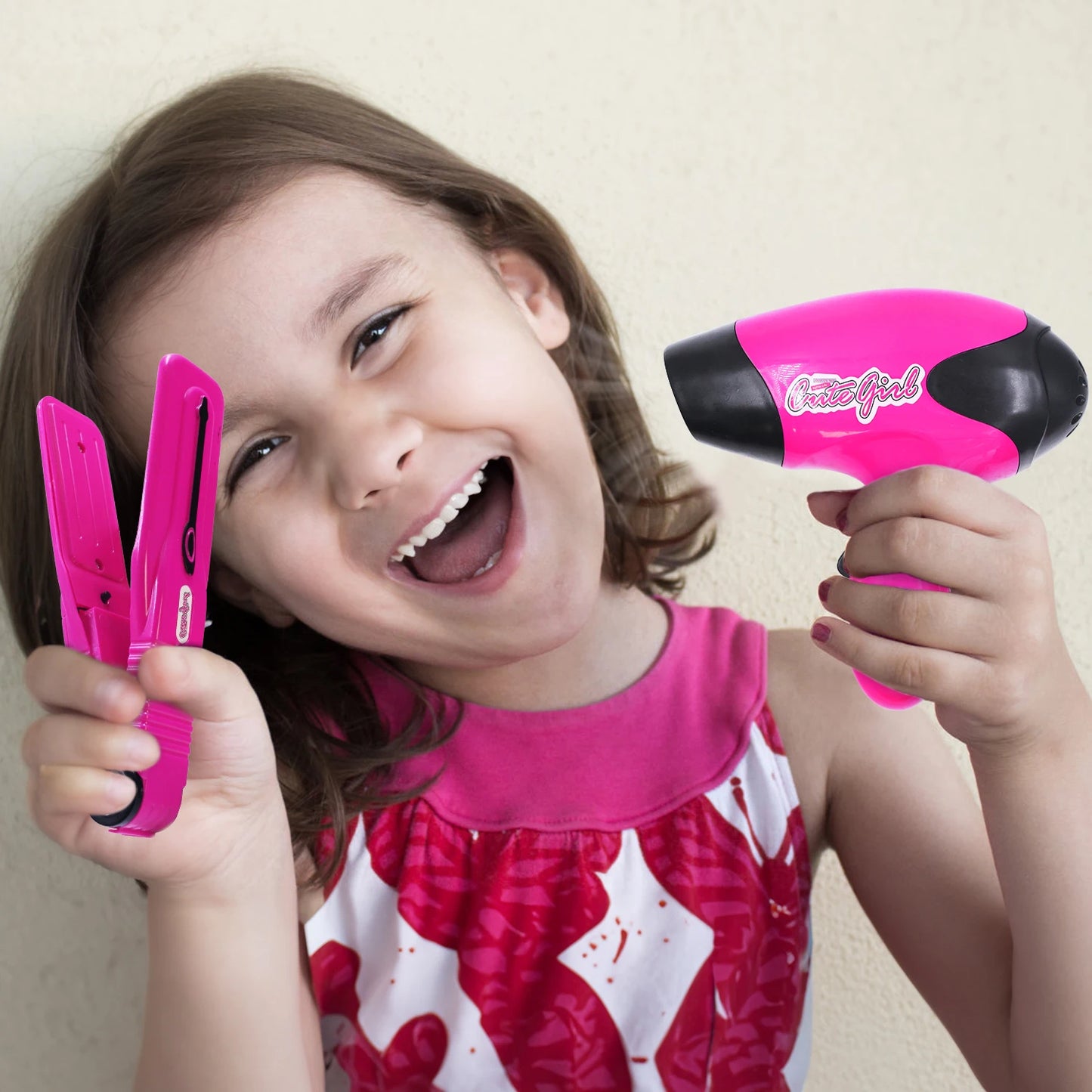 Makeup-Tools, Haartrockner, Haartrocknerklipsen, bunte Lichtsimulierung 1:1 Kinderpflege-Spielzeuge, Mädchen, Familienspielzeuge