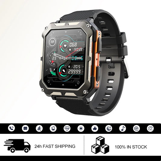 C20Pro Sports Smart Watch Männer Bluetooth Anruf Smartwatch IP68 Wasserdicht Multi Sports Mode Gesundheitsüberwachung Militär Smartwatch