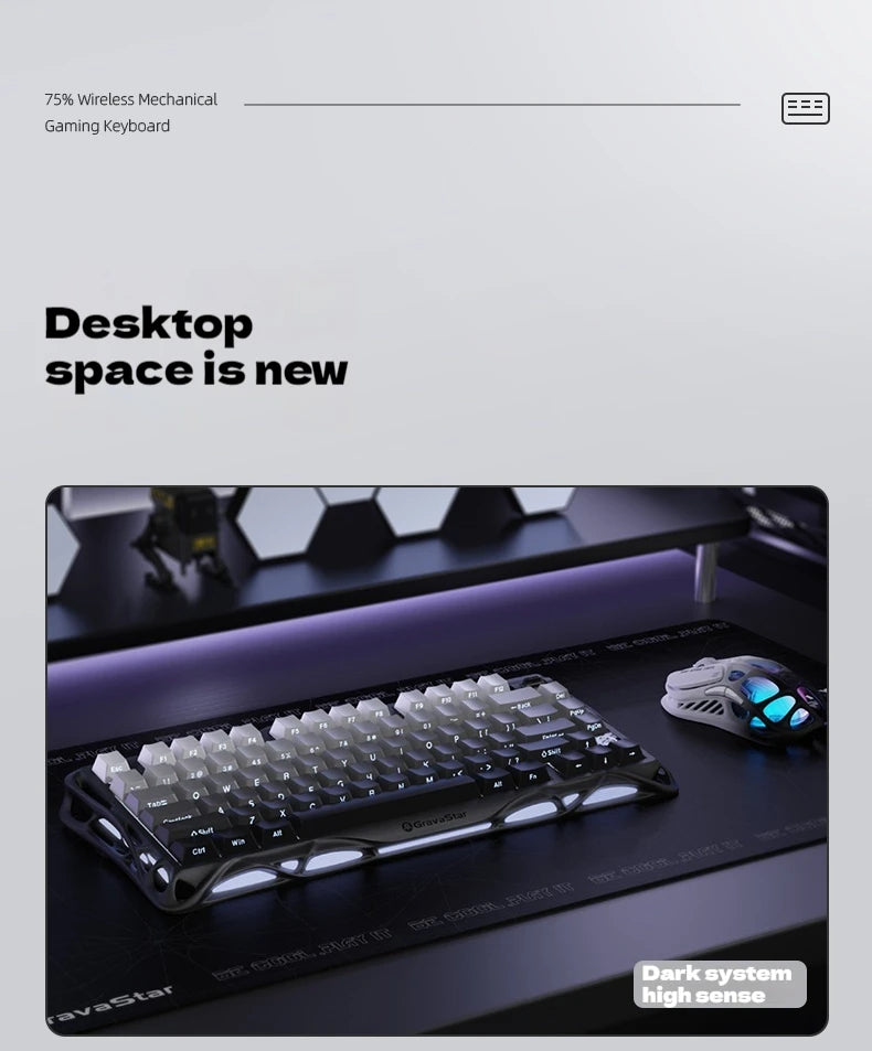 Gravastar 75k1 Mechanische Tastatur - RGB, BT, Alu, 2.4G