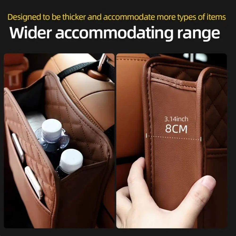 Leather Car Backseat Storage Bag Multifunctional Adjustable Backseat Large Capacity Pocket Protector Seat Back