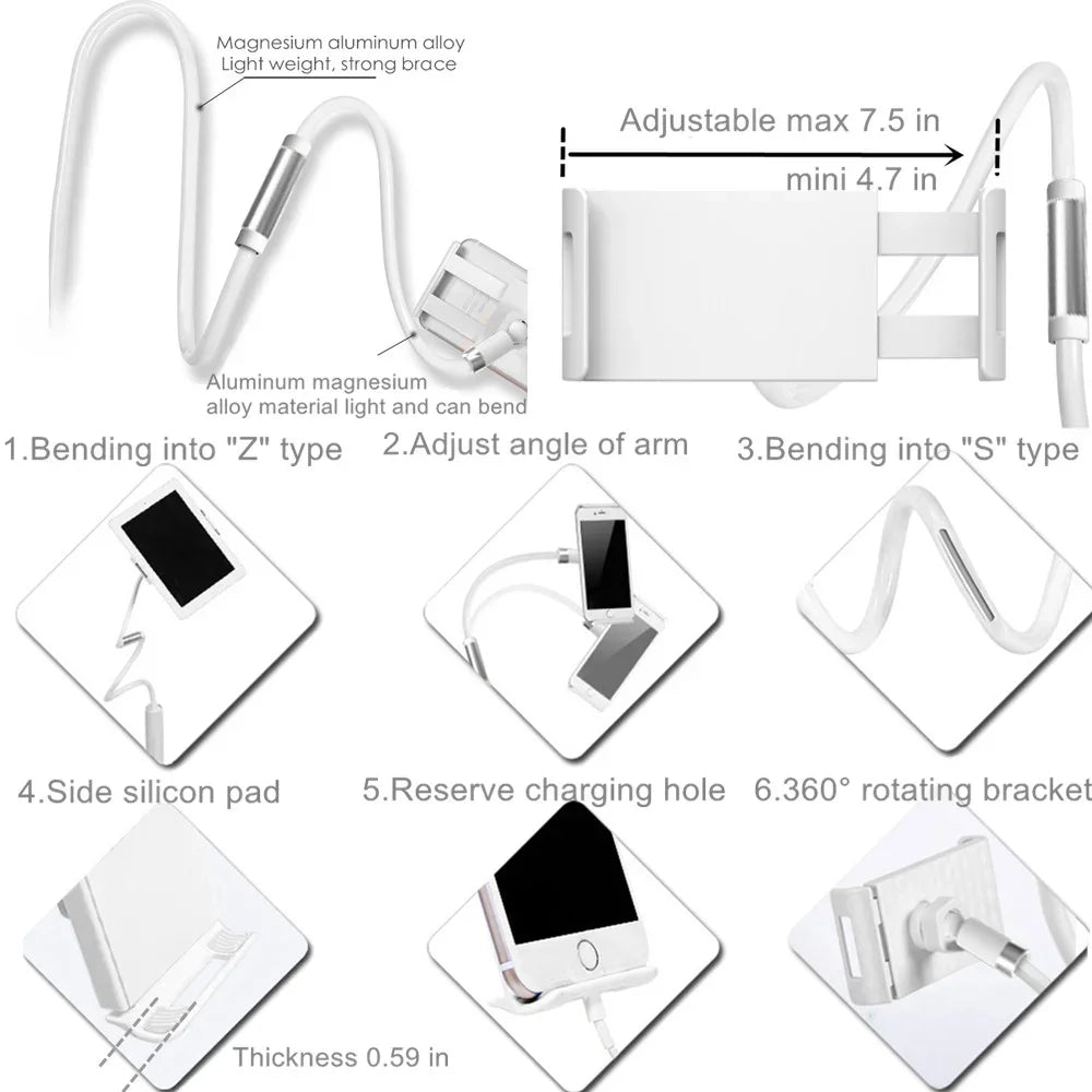 Tablet-Halterung 2025: Flexible Long Arm Stand 5-11'' Phone Tablet Support Xiaomi Samsung iPad Collection