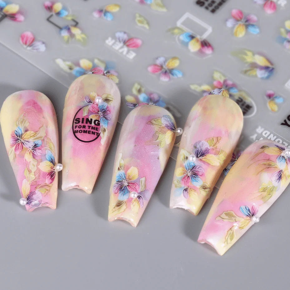 SWEET TREND JINO 3D Blumenaufkleber - 12 Stück Matte S