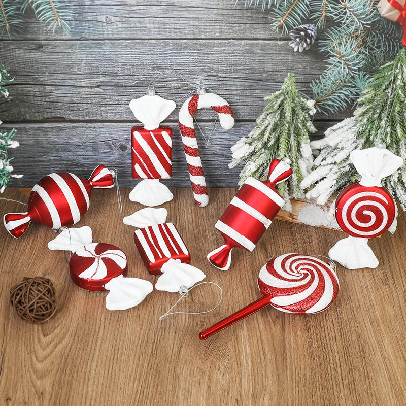 Weihnachten rot weiß Lollipop Zuckerstange Anhänger Weihnachtsbaum hängende Ornamente 2024, Weihnachtsdekoration für Zuhause, Neujahrsgeschenke