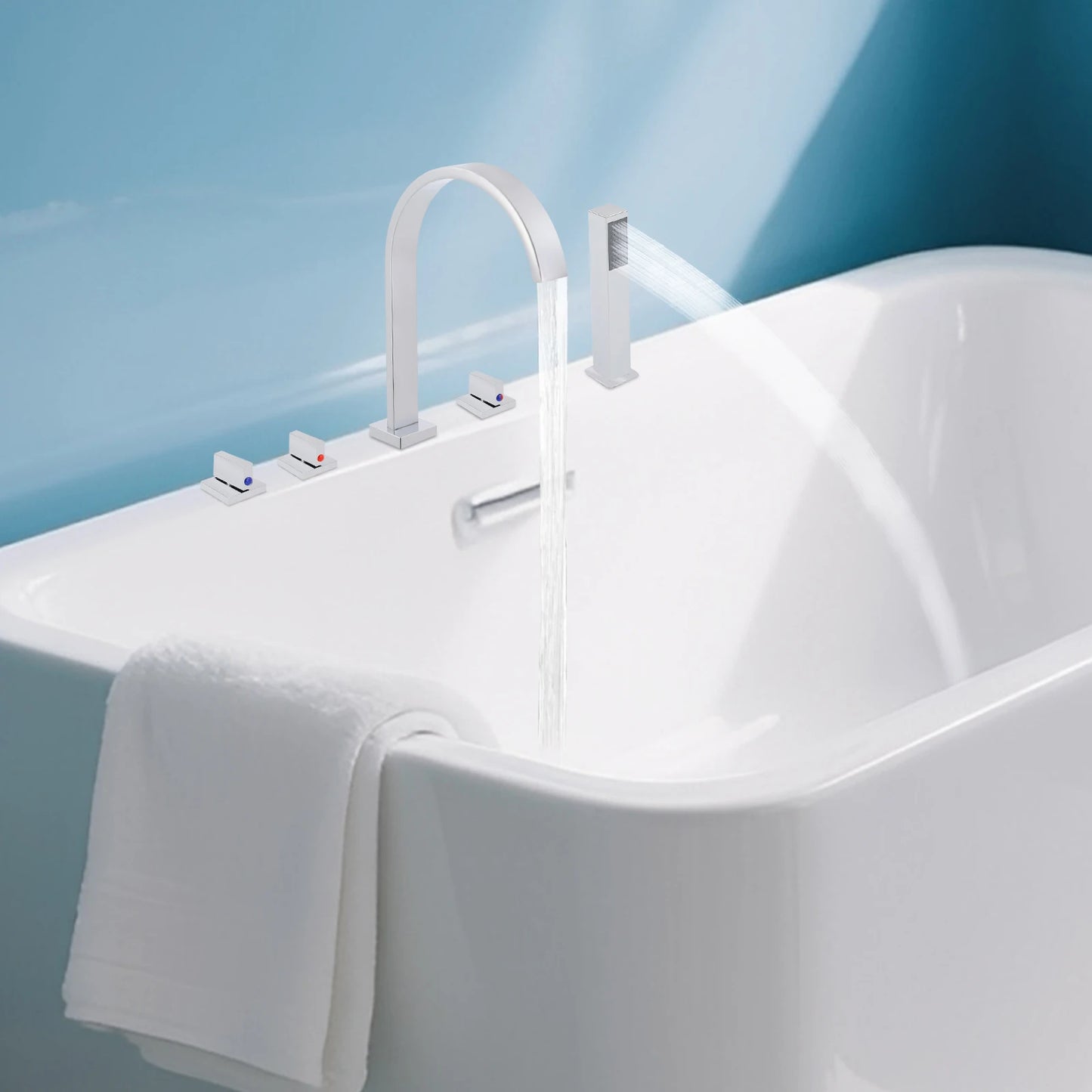 AquaNova Waschtischarmatur Verchromt Messingkörper 5Loch Dreifachgriff