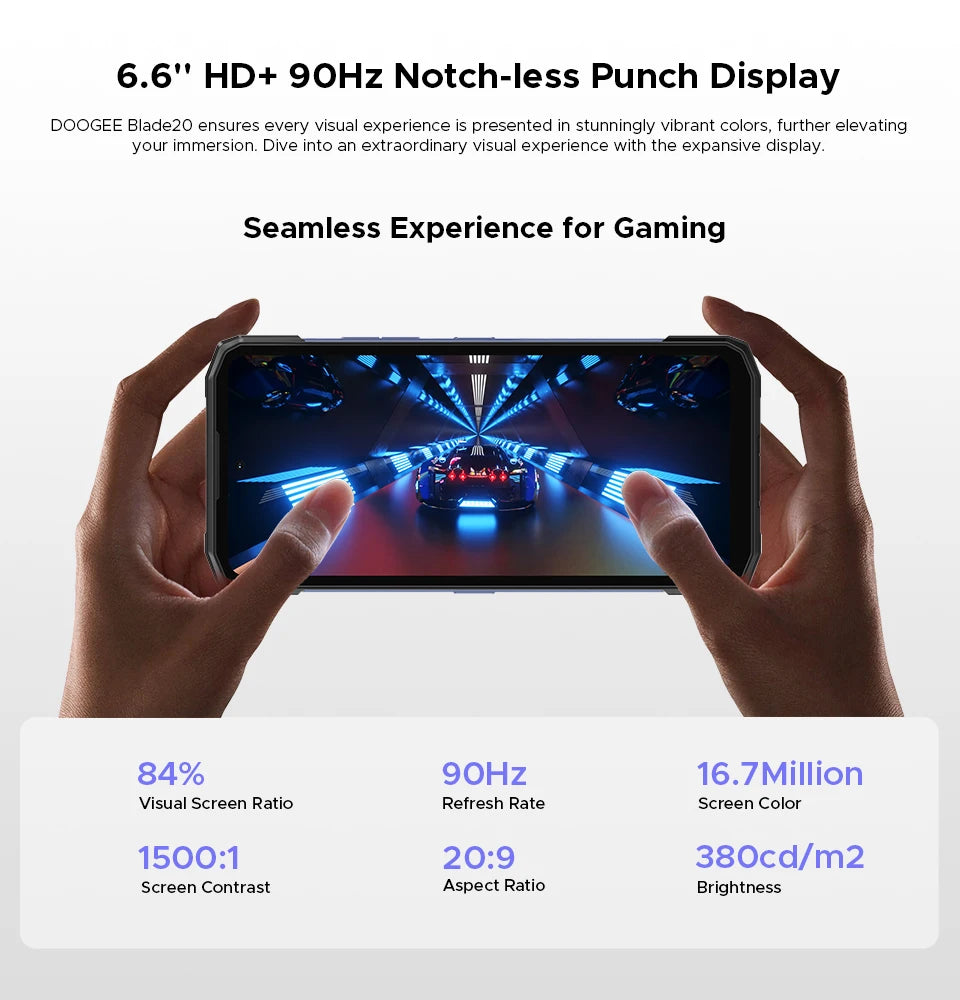DOOGEE Blade20 Robustes Gemini AI Smartphone - 10300mAh 6,6 Zoll 18W