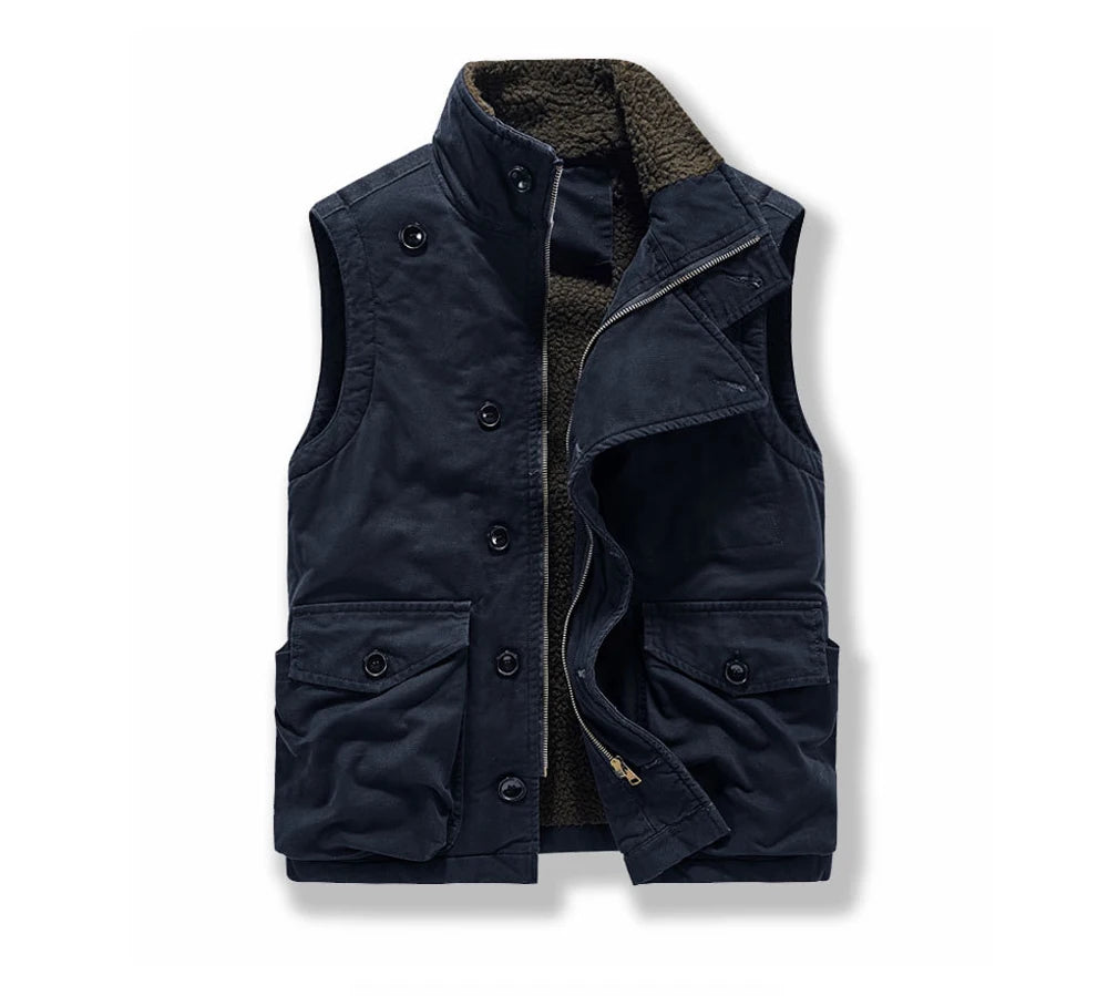 DIMUSICN Fleece Weste Warme Gepolsterte Stehkragen - Größe 6XL, Winddicht, Taschen