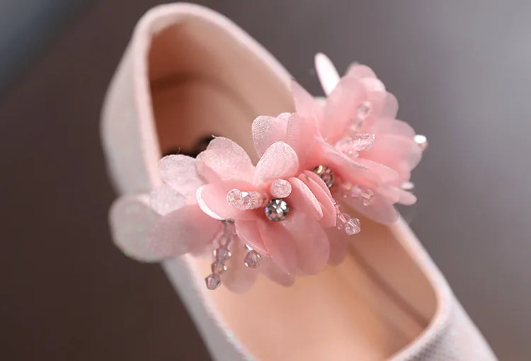 Mädchen Schuhe 2025 - Blumen Mary Jane Kristall Weiche Prinzessin Ballet Flats - Kleine Mädchen 1-7J Baby Hochzeit Party Leder Schuhe