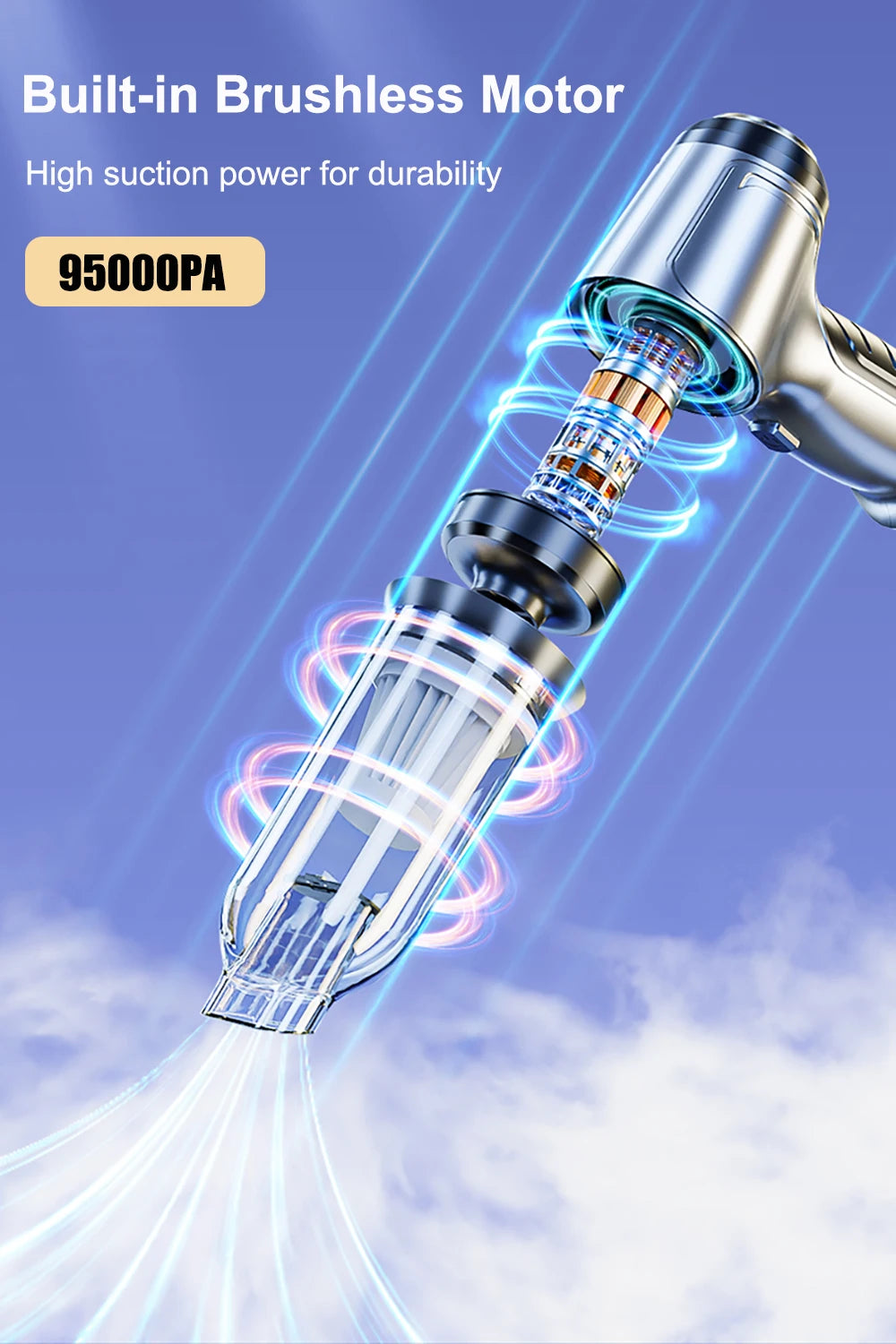 Portable Car Vacuum Cleaner 95000PA Wireless Handheld Vacuum Cleaner Powerful Mini Home Car Cordless Vacuum Cleaner Blower