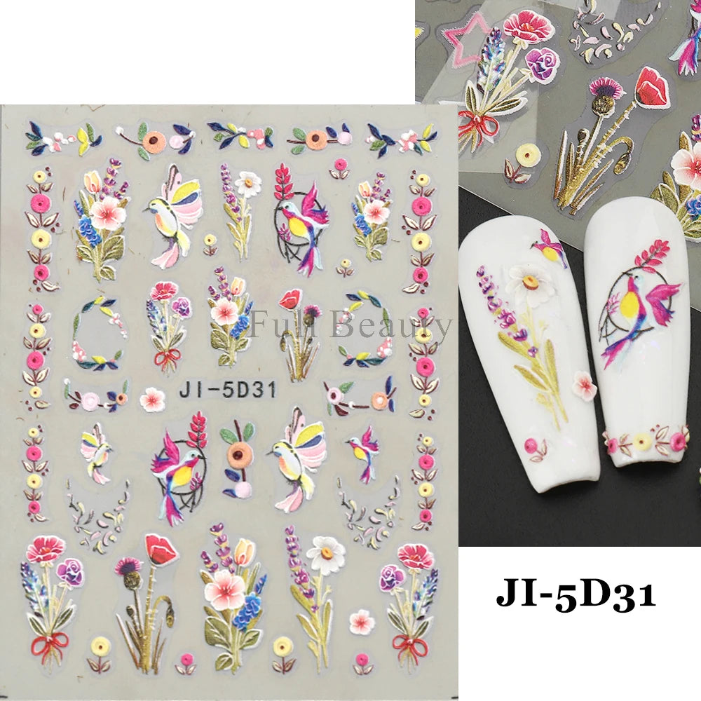 GL5D-K256 5D Sonnenblumen Nagelsticker - Herbstdesign Prägung