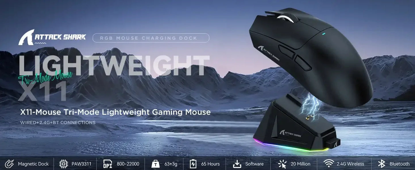 Gaming-Maus 2025: ATTACK-SHARK X11 Wireless - PixArt PAW3311 Collection