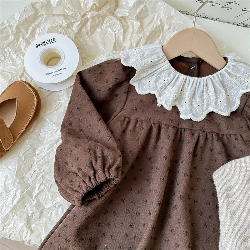 CN Zhejiang 111 Strickcardigan Floral Kleid - Größe 4-6Y, Zwei-Teilig, Baumwolle Kindermode