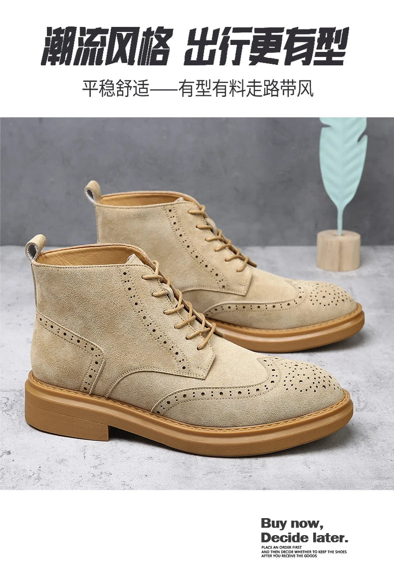 YEISNDOOCN N Vintage Echtes Leder Stiefel - Knöchelhoher Schaft Schnürverschluss Obermaterial Leder