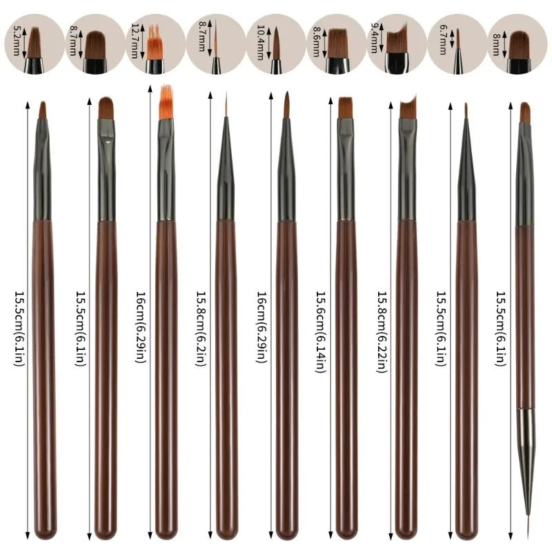 Choice Nagel Pinsel Set Präzision - 9 Stück Kunststoff