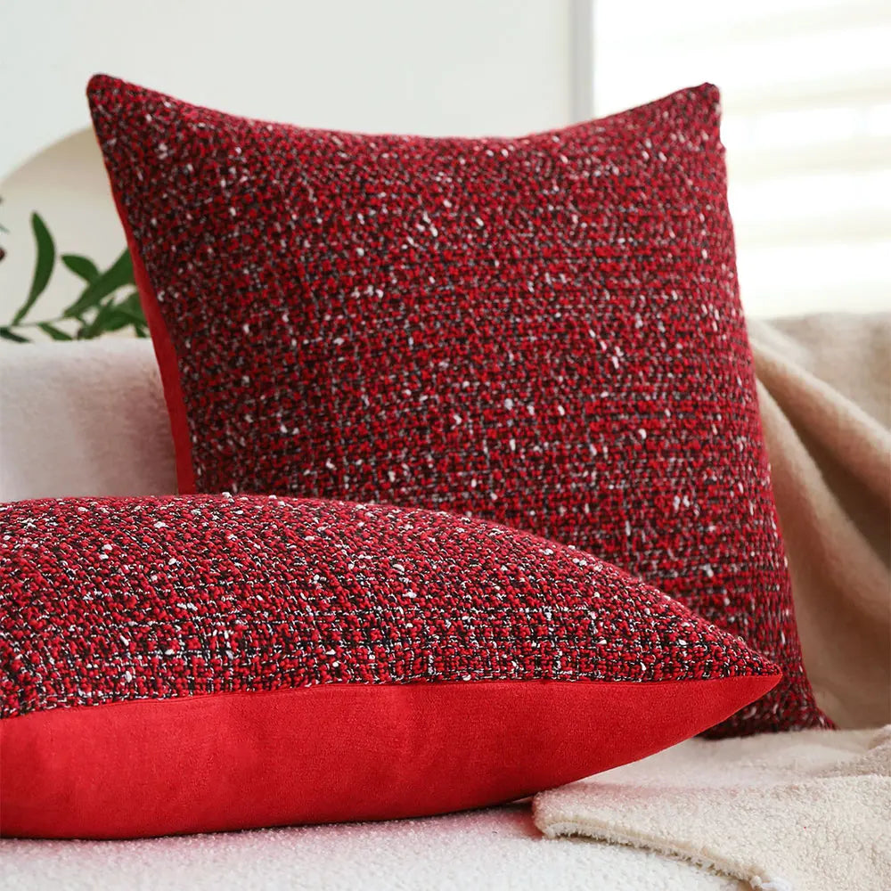 Christmas Red Knitted Throw Pillow Cover Without Core, Festival Party Decoration Living Room Sofa Decorative Cushion Cover 45x45