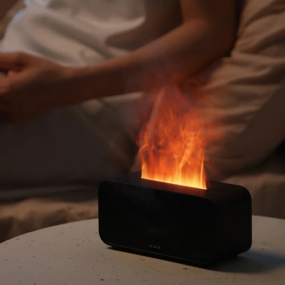 Humidifier Flame Aromatherapy Diffuser Can Add Essential Oils 7 Colours Flame Diffuser Timing Protection USB Desktop Humidifier