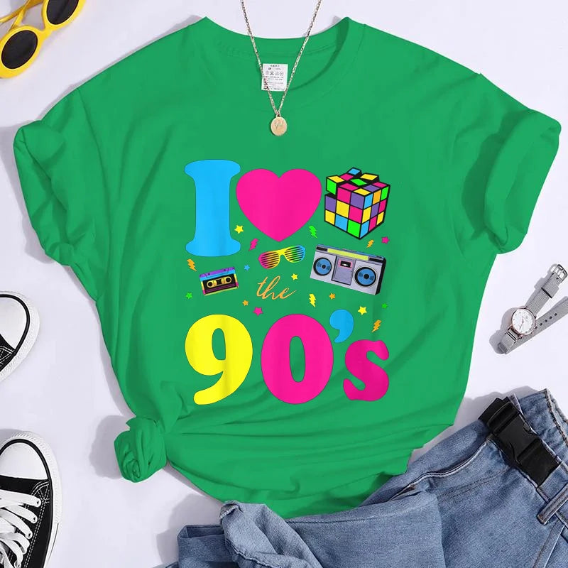 Women's Fashion 90's T-Shirt Summer Casual Classic 90's Shirt Loose Women's T-Shirt Tops