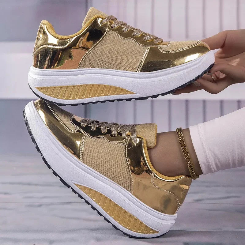Women's Shoes Flat Anti Slip Outdoor Walking Shoes for Women Sneakers Womens Wedge Sneakers Casual Thick-soled Vulcanized Shoes