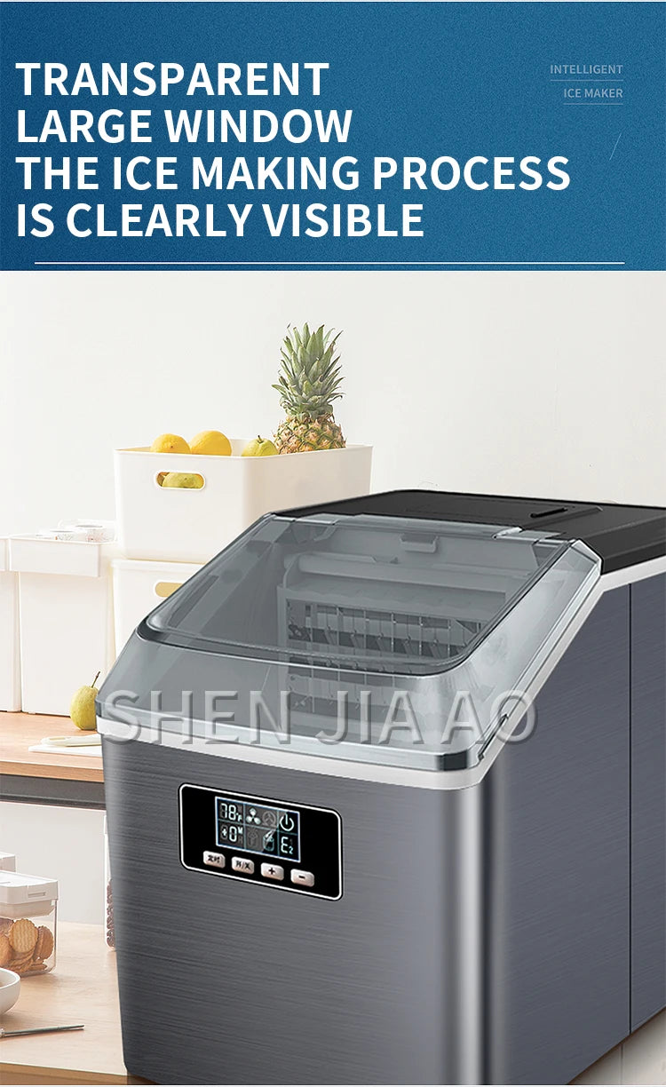 25kg/24h Automatic Electric Quick Ice Maker Commercial Household Milk Tea Shop Bar Desktop Portable Ice Cube Making