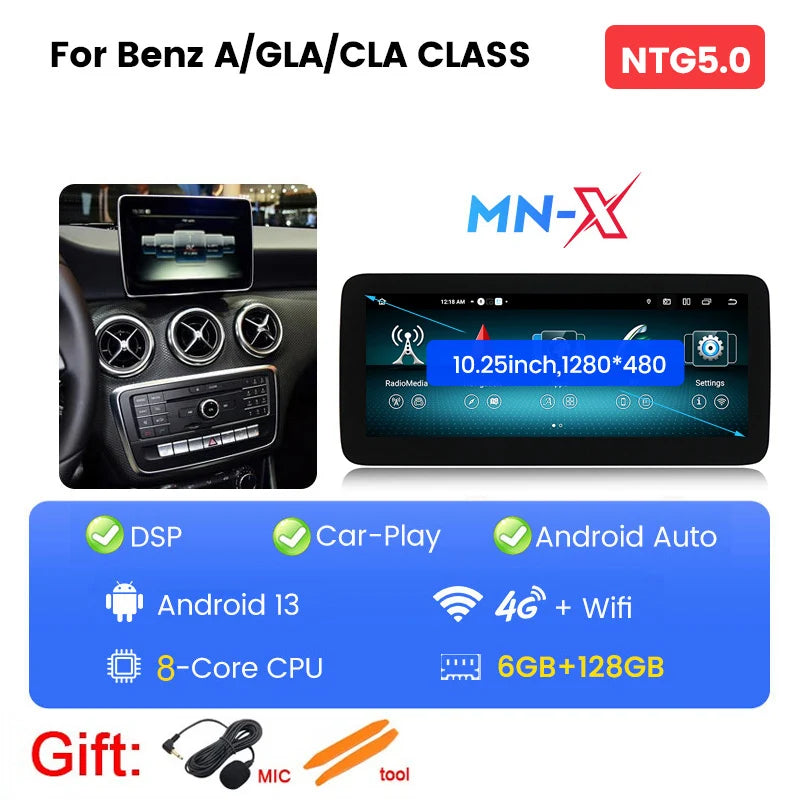 Mercedes Autoradio 2025: Android Screen Media Host - A-Klasse W176/GLA X156/CLA C117 DSP Wireless CarPlay Collection