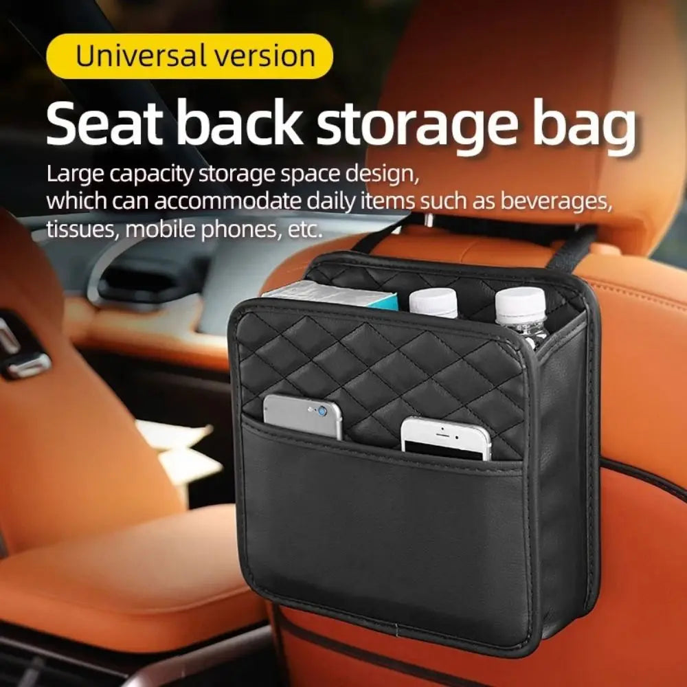 Leather Car Backseat Storage Bag Multifunctional Adjustable Backseat Large Capacity Pocket Protector Seat Back