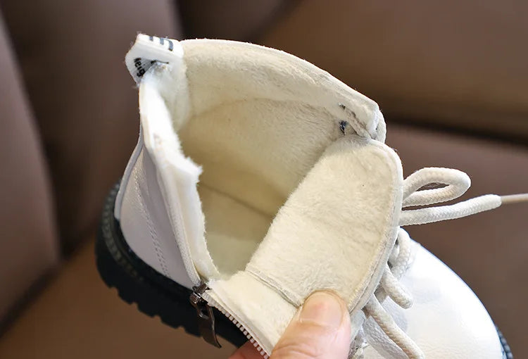 Kinderstiefel für Jungen und Mädchen, modische Kinder-Knöchel-Schneestiefel, Gummi-Außensohle, Herbst-Winter, warm, klassisch für Kleinkinder, große Kinder