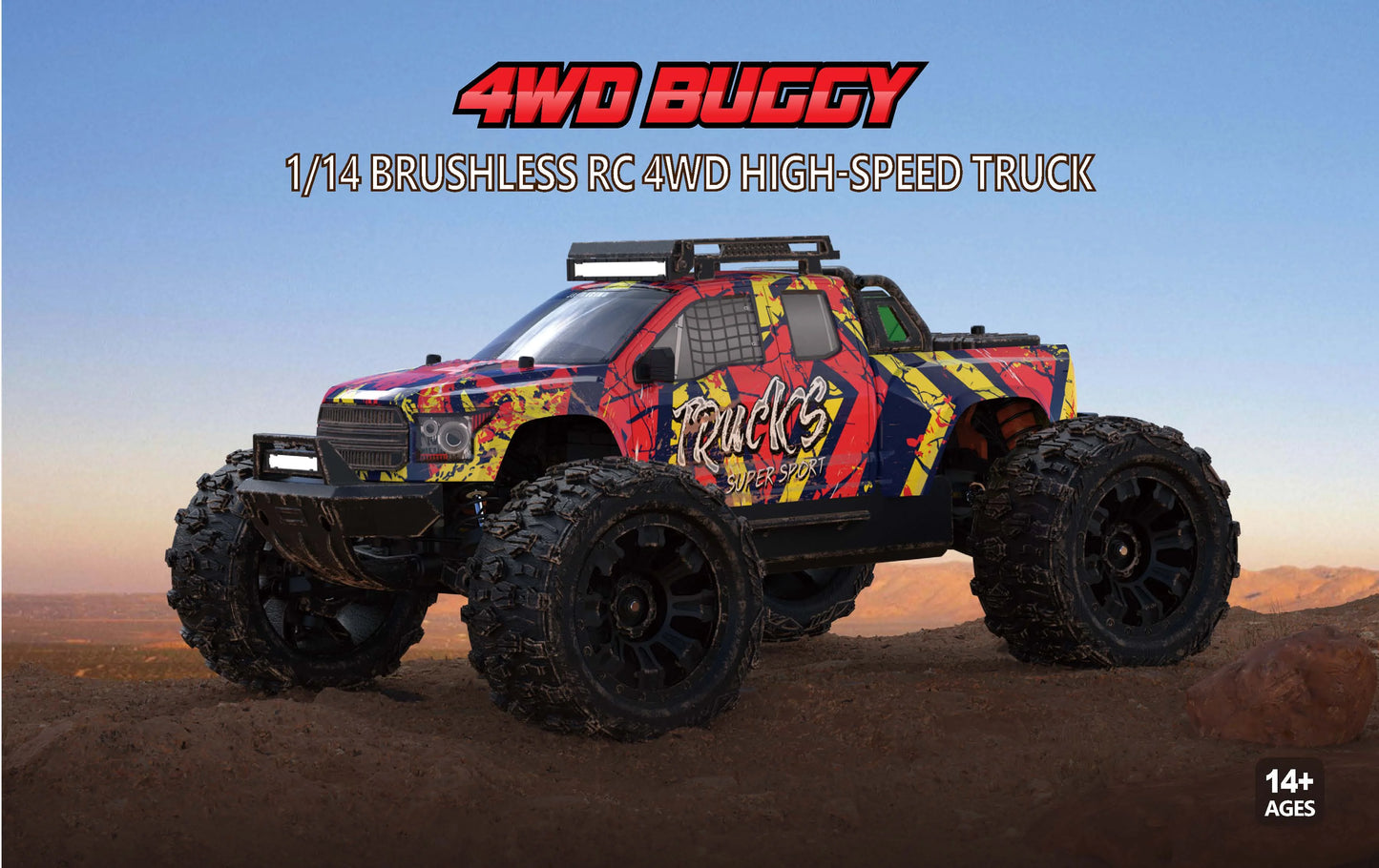 RC-Rennwagen 2025: Teeggi 1:14 High Speed Rc Off-road Car 4WD 100KM/H - Brushless Motor 3S Remote Control Drift Racing Cars Toys For Childrens Gift Collection