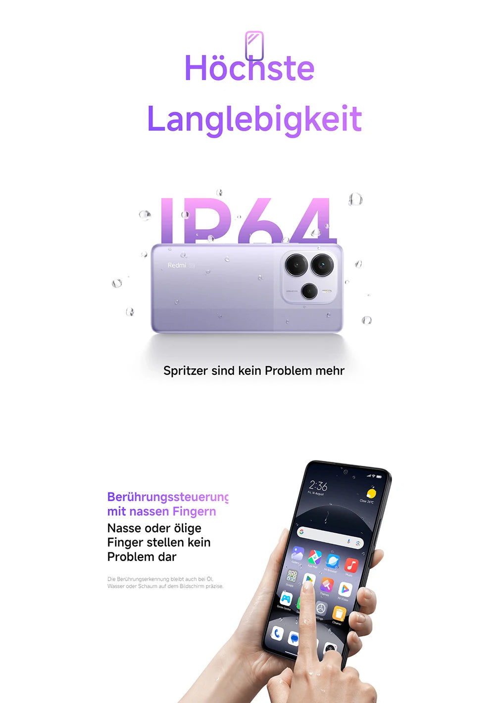 Xiaomi Redmi Note 14 5G 108MP Kamera - 5110 mAh Akku, 45 W Turbo-Ladung