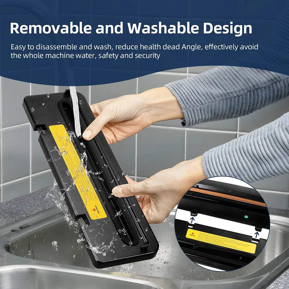 Electric Vacuum Sealer Machine Dry/Wet Food Packaging Seal To Keep Fresh Touch Buttons Digital Display Detachable Cleaning