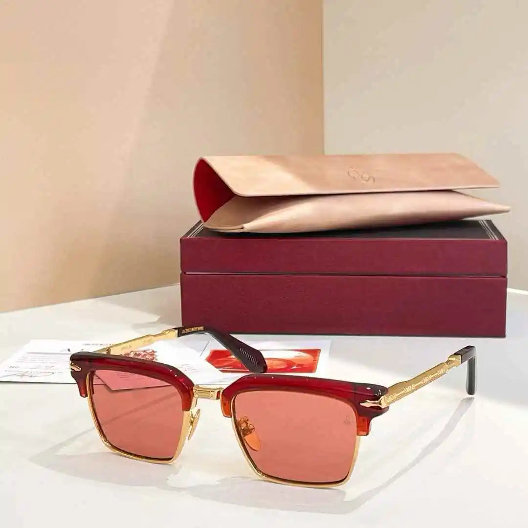 jacques marie mage ALIN vintage half rim sunglasses alloy acetate retro style