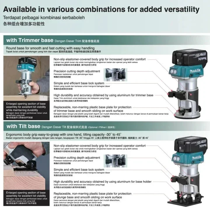 Makita DRT50 Cordless Trimmer Rechargeable Trimming Machine Brushless Slotting Tool Milling Woodwork Engraving Machine Original