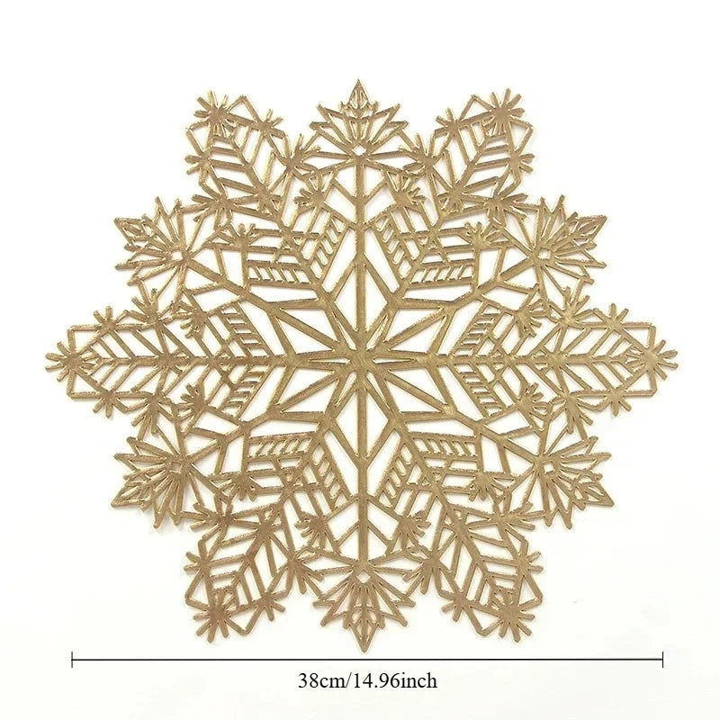 5-20PCS Christmas Snowflake Placemats and Table Runner Heat Resistant Dining Room Table Mats Holiday Party Tableware Decorations