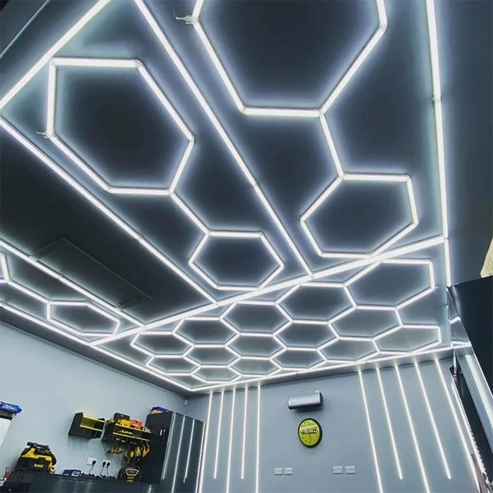 Hexagonal ceiling light BarberShop Car Garage LED Light 6500k LED tube for Gym Bar Hair Salon Library Workshop Auto Body Repair