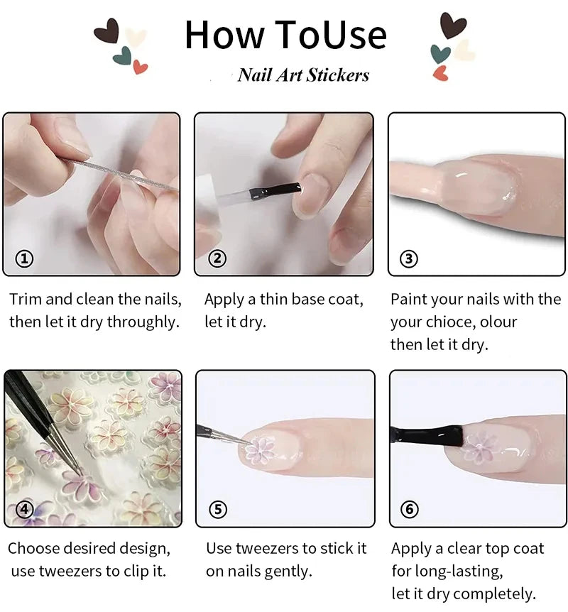 Mix 3 Sheets 3D Stickers for Nails Gold Sliver Rose Gold Laser Butterfly Moon Sun Adhesive Sliders DIY Nail Art Accessories