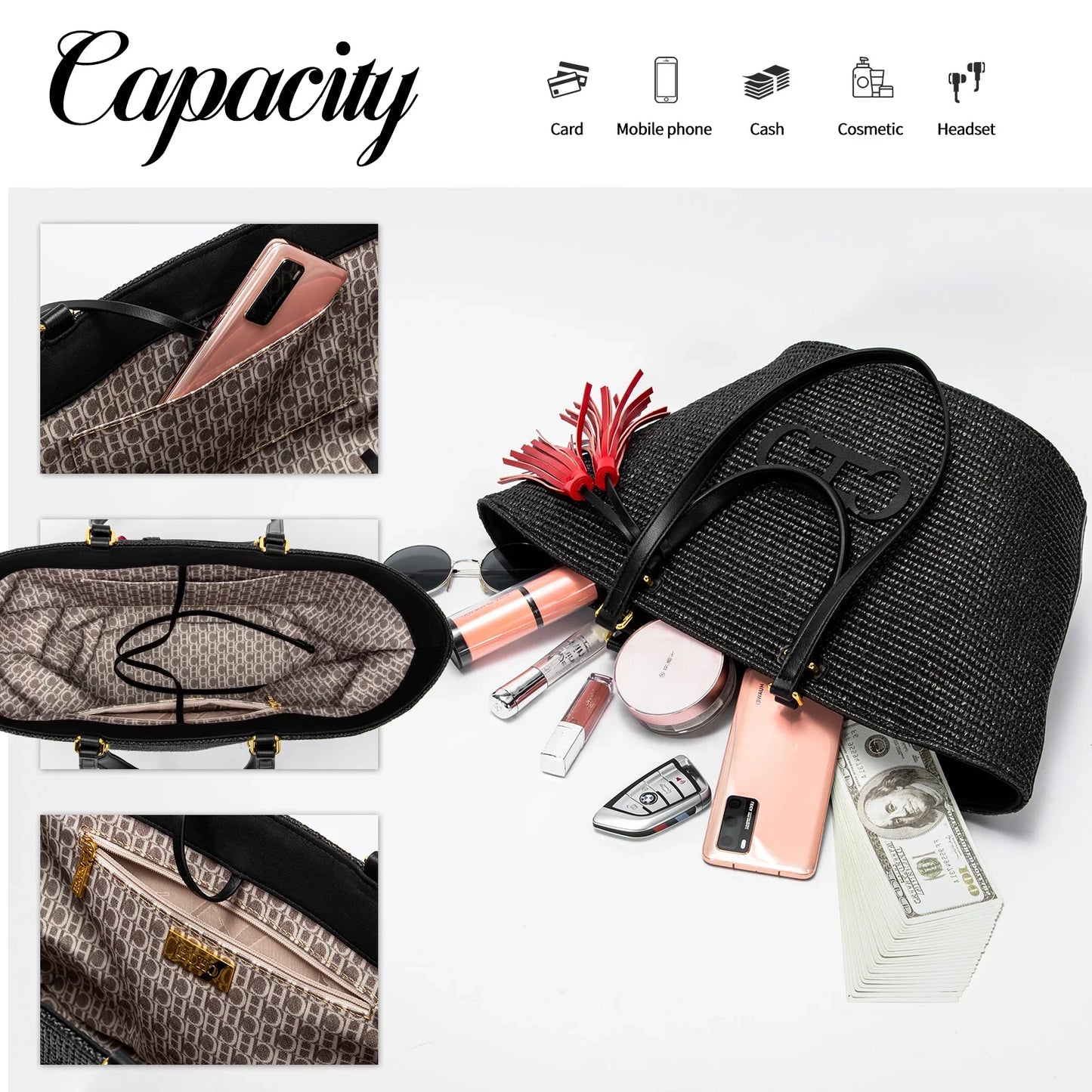 CHCH Women's Tote Bag 2024 New Vacation Beach Bag Beach Bag Handheld Shopping Bag