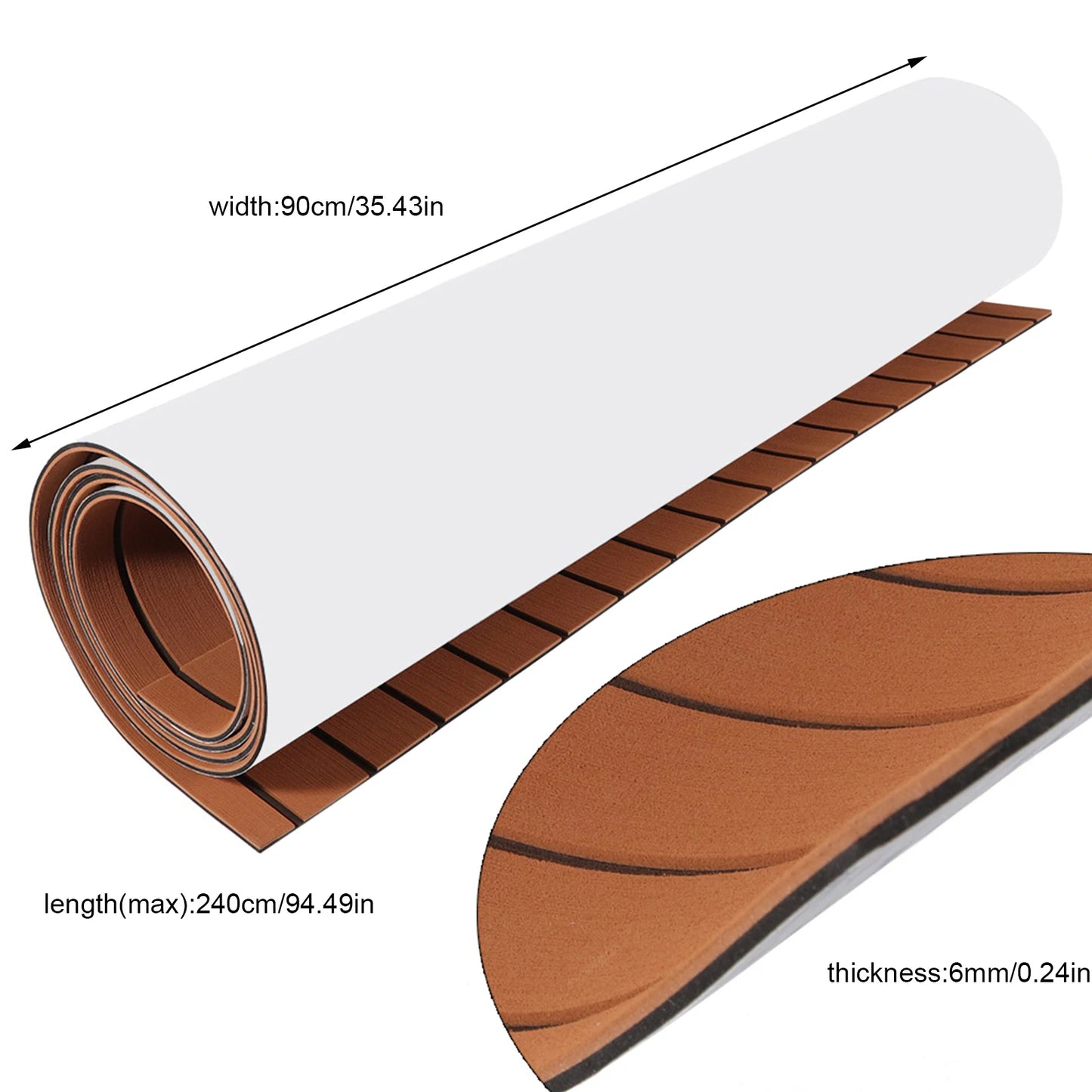 90*240cm EVA RV Floor Mat Marine Boat Yacht Flooring Anti-Slip Mat Decking Sheet Pad Self Adhesive Vehicle Pad for Boat RVs