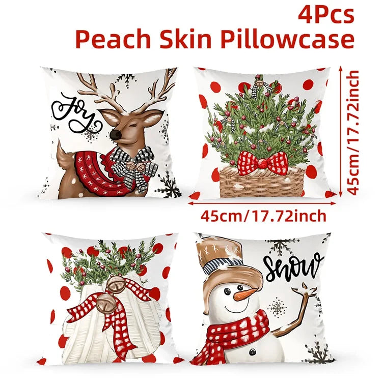 4pcs Christmas Cushion Cover Pillowcase Merry Christmas Decoration Linen Pillow Cases Home 2025 Xmas Gifts Pillow Covers 2026