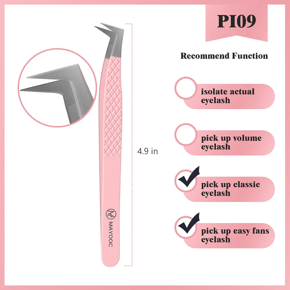 Eyelash Extensions Tweezers  With Fiber Tips Lash Artists High Precision Superhard Anti-Static Tweezer Makeup Tools Custom Logo