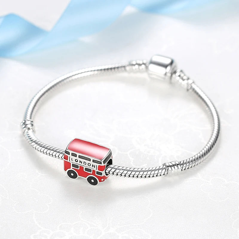 Originale 925 Sterling Silber Charms Liebe Reise London Bus Koffer Paris Perlen passen für Pan Armbänder Halsketten Frauen DIY Schmuck
