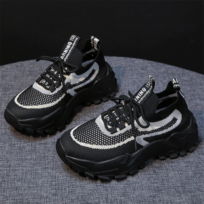 Damen Laufschuhe - Leichte Schnür-Sneaker - Mesh Casual Schuhe - Weiche Sohle Tennis Outdoor Schuhe