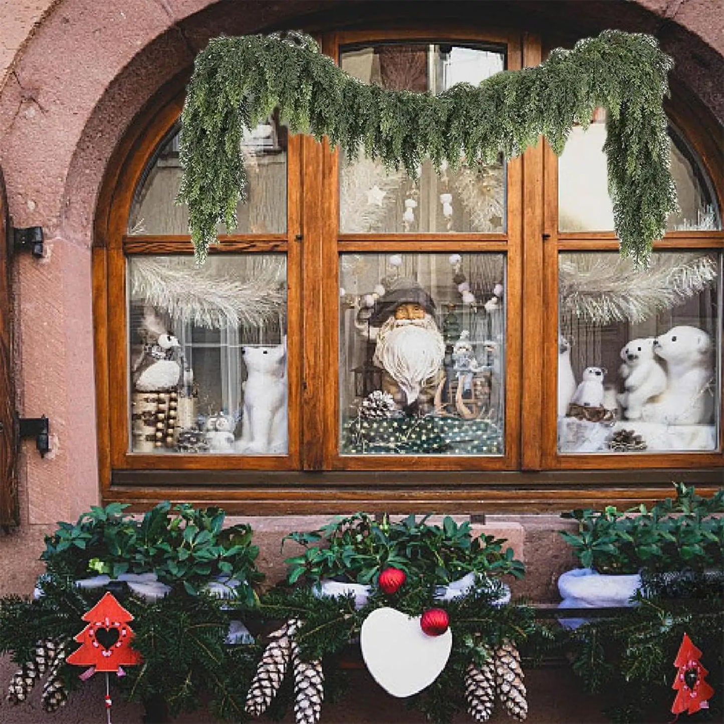 Weihnachts-Zeder-Girlande, künstliche Winter-Kiefern-Girlande für Mantel, Urlaubsatmosphäre, Requisiten, Party-Dekoration für Haustür, Kamin