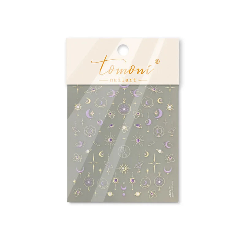 Golden Nail Art Stickers Butterfly Moon Star Series DIY High Quality Bronzing Nail Foil Manicure Decal Decoration Nail Stickers
