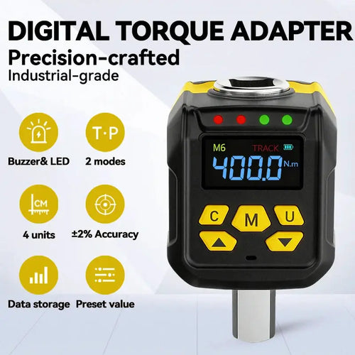 Digitaler Drehmomentschlüssel-Adapter 6-400Nm 1/2'' 1/4'' 3/8'' Antrieb Digitales Drehmomentmessgerät ±2% Genauigkeit Handwerkzeug Waxtron