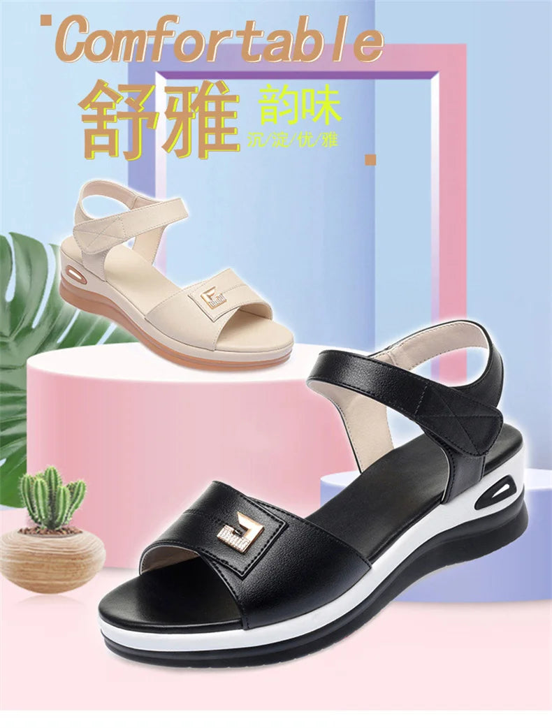MCDV Sandale Knöchelriemen Komfort - Leder 3cm Rutschfest