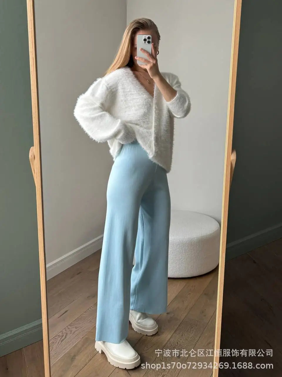 Frauen Kaschmir Strickjacke V-Ausschnitt - Gr. S-XL, lang